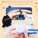 Crochet Kit for Beginners-2PCS Cat Crochet Kits for Adults Kids, Crochet Starter Kit with Step-by-Step Video Tutorials, Crochet Animals Kits DIY Craft Knitting Kit Learn to Crochet Kits for Adults