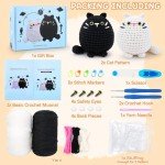 Crochet Kit for Beginners-2PCS Cat Crochet Kits for Adults Kids, Crochet Starter Kit with Step-by-Step Video Tutorials, Crochet Animals Kits DIY Craft Knitting Kit Learn to Crochet Kits for Adults