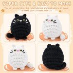 Crochet Kit for Beginners-2PCS Cat Crochet Kits for Adults Kids, Crochet Starter Kit with Step-by-Step Video Tutorials, Crochet Animals Kits DIY Craft Knitting Kit Learn to Crochet Kits for Adults