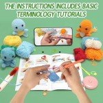 COZYMATE Crochet Kit for Beginners, Complete 4 PCS Cute Animals Crochet Kits for Adults with Step-by-Step Instructions and Video Tutorials - Best Knitting Birthday Gift (4P, Cute Animals)