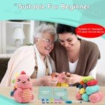 Faircosy Dinosaur Crochet Kit for Beginners: 2PCS Crochet Animal Kits for Adults - Learn to Crocheting Cute Amigurumi Starter Kit with Written Pattern & Video Tutorials (40%+ Yarn Extra)