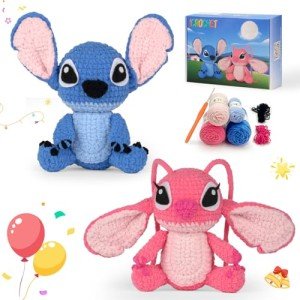 Crochet Kit for Beginners-Animals Start Crotcheting - Perfect Ange Amigurumi Knitting Learn to Kit for Adult Kids with Stitch by Stitch Video Tutorials,Holiday Christmas Gift.(Lilo & Stitch