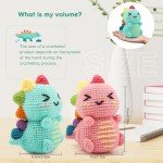Faircosy Dinosaur Crochet Kit for Beginners: 2PCS Crochet Animal Kits for Adults - Learn to Crocheting Cute Amigurumi Starter Kit with Written Pattern & Video Tutorials (40%+ Yarn Extra)