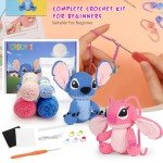 Crochet Kit for Beginners-Animals Start Crotcheting - Perfect Ange Amigurumi Knitting Learn to Kit for Adult Kids with Stitch by Stitch Video Tutorials,Holiday Christmas Gift.(Lilo & Stitch