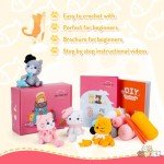 Crochet Kit for Beginners - Cat Crochet Kit with Step-by-Step Video Tutorials, Learn to Crochet Kits for Adults and Kids, 4 PCS Cat with Hat, Toy, Fish Crocheting Set