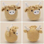 Cudroza Crochet Kit for Beginners - Highland Cow Starter Crochet Kits with Step-by-Step Video Tutorials and Yarns, Hook, Accessories, Birthday DIY Handmade Craft Gift for Adults and Kids(30%+ Yarn)