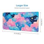 TOXXU Pink Cloud Large Gaming Mouse Pad with Anti-Slip Base for Keyboard and Mouse, Kawaii Colorful Clouds Extended XL Mousepad for Girl, Cute Desk Mat with Stitched Edges for Desk, 31.5 x 11.8 in