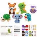 BOLDNOVA Knitting Kit for Beginners with 6 Pcs Crochet Animal Kit for Beginners in Step by Step Video Tutorials, Beginner Crochet Kit for Adults (B)