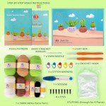Crochetta Crochet Kit for Beginners - Crochet Starter Kit with Step-by-Step Video Tutorials, Learn to Crochet Kits for Adults and Kids, DIY Knitting Supplies, 4 Pack Plants Family(40%+ Yarn)