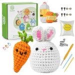 Crochet Animal Kit Bunny Crochet Kit for Beginners Kids with Premium Yarn, Amigurumi Mini Crochet Animals Knitting Kit, Beginner Crochet Kit for Adults for Easter with Step-by-Step Video Tutorials