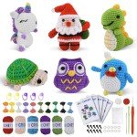 6Pcs Crochet Kit for Beginners - Knitting Kit for Adults and Kids Beginners -Woobles Crochet Kit and Crochet Animals Kits with Easy Peasy Yarn and Step-by-Step Video Tutorials