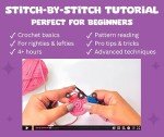 Amigo Rumi Cute Dinosaur Beginners Crochet Kit - Learn How to Crochet Starter Kit - 4+ Hour Video Tutorials & Crocheting Book - Easy to Stitch Yarn - Amigurumi Stuffed Animal for Kids 12+ & Adults