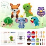 BOLDNOVA Knitting Kit for Beginners with 6 Pcs Crochet Animal Kit for Beginners in Step by Step Video Tutorials, Beginner Crochet Kit for Adults (B)