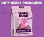 Amigo Rumi Cute Dinosaur Beginners Crochet Kit - Learn How to Crochet Starter Kit - 4+ Hour Video Tutorials & Crocheting Book - Easy to Stitch Yarn - Amigurumi Stuffed Animal for Kids 12+ & Adults