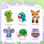 BOLDNOVA Knitting Kit for Beginners with 6 Pcs Crochet Animal Kit for Beginners in Step by Step Video Tutorials, Beginner Crochet Kit for Adults (B)
