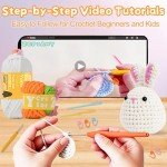 Crochet Animal Kit Bunny Crochet Kit for Beginners Kids with Premium Yarn, Amigurumi Mini Crochet Animals Knitting Kit, Beginner Crochet Kit for Adults for Easter with Step-by-Step Video Tutorials