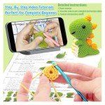 TGIQROVE 4Pcs Animal Crochet Kit for Beginners, Crochet Kit with Step-by-Step Video Tutorials, DIY Craft, Yarn,Crochet Hook, Knitting Starter Pack for Adults and Kids, Kids Boys Girls Birthday Gifts