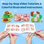 Mewaii Beginner Crochet Kit with 40% Extra Yarn, Pre-Started Yarn & Video Tutorials - 3 Sea Turtles Craft Set for Adults & Kids