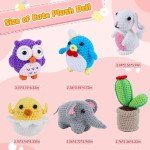 Kukaki 6-piece beginner crochet kit, DIY handmade crafts for adults and children, an excellent gift for crochet enthusiasts, crochet animal and plant kit with step-by-step videos, yarn, birthday gifts