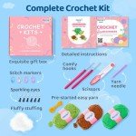 Mewaii Beginner Crochet Kit with 40% Extra Yarn, Pre-Started Yarn & Video Tutorials - 3 Sea Turtles Craft Set for Adults & Kids
