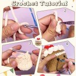 VOCHIC Crochet Kit for Beginners Cute Cake Crocheting Knitting Kit DIY Crochet Starter Kit with Step-by-Step Video Tutorial Birthday Christmas Gift for Friends Adults Kids