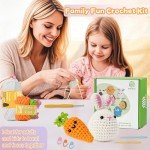 Crochet Animal Kit Bunny Crochet Kit for Beginners Kids with Premium Yarn, Amigurumi Mini Crochet Animals Knitting Kit, Beginner Crochet Kit for Adults for Easter with Step-by-Step Video Tutorials