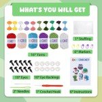 6Pcs Crochet Kit for Beginners - Knitting Kit for Adults and Kids Beginners -Woobles Crochet Kit and Crochet Animals Kits with Easy Peasy Yarn and Step-by-Step Video Tutorials