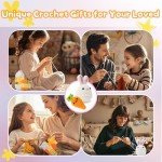 Crochet Animal Kit Bunny Crochet Kit for Beginners Kids with Premium Yarn, Amigurumi Mini Crochet Animals Knitting Kit, Beginner Crochet Kit for Adults for Easter with Step-by-Step Video Tutorials