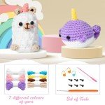 BWkoss Beginner Crochet Kit, Cute Animals Crochet Starter Kit for Adults Kids Unicorns DIY Craft Complete Material Pack with Step-by-Step Instruction and Video Tutorials for Knitting Enthusiast