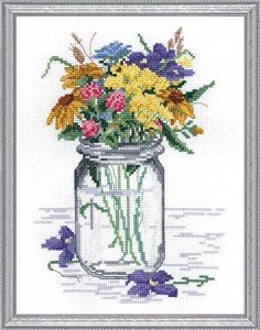 Janlynn 017-0112 "Wildflower Jar Counted Cross Stitch Kit