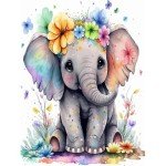 gganmtere Cartoon Cross Stitch Kit for Adult, Cute Animal Elephant Easy Patterns Cross Stitching Embroidery Kit for Home Decor 12x16 inch