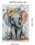 gganmtere Cartoon Cross Stitch Kit for Adult, Cute Animal Elephant Easy Patterns Cross Stitching Embroidery Kit for Home Decor 12x16 inch