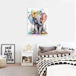 gganmtere Cartoon Cross Stitch Kit for Adult, Cute Animal Elephant Easy Patterns Cross Stitching Embroidery Kit for Home Decor 12x16 inch