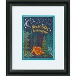 Dimensions Nighttime Camping Adventure Cross Stitch Kit for Beginners, 5" x 7", 14 Cnt. Navy Aida, 4pcs