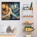 Phoenix Stamped Cross Stitch Kits - Moon Counted Cross Stitch Kits for Beginners Adults Sun Needlepoint Cross-Stitch Patterns Dimensions Needlecrafts Embroidery Kits Arts and Crafts