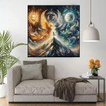 Phoenix Stamped Cross Stitch Kits - Moon Counted Cross Stitch Kits for Beginners Adults Sun Needlepoint Cross-Stitch Patterns Dimensions Needlecrafts Embroidery Kits Arts and Crafts