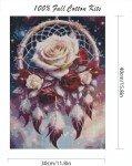 Dream Catcher Counted Cross Stitch Kits for Adults, Flowers Stamped Cross Stitch Kits for Beginners, Needlepoint Cross-Stitch Patterns Embroidery Kits Arts and Crafts for Home Decor 12×16 Inch