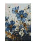 MjhRcll Floral Stamped Cross Stitch Kits, Blue Flowers Cross Stitch Ornament Kits for Adults Beginners, Counted Embroidery Needlepoint Kits Home Decor 12x16 Inch