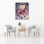 Dream Catcher Counted Cross Stitch Kits for Adults, Flowers Stamped Cross Stitch Kits for Beginners, Needlepoint Cross-Stitch Patterns Embroidery Kits Arts and Crafts for Home Decor 12×16 Inch