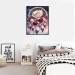 Dream Catcher Counted Cross Stitch Kits for Adults, Flowers Stamped Cross Stitch Kits for Beginners, Needlepoint Cross-Stitch Patterns Embroidery Kits Arts and Crafts for Home Decor 12×16 Inch