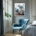 MjhRcll Floral Stamped Cross Stitch Kits, Blue Flowers Cross Stitch Ornament Kits for Adults Beginners, Counted Embroidery Needlepoint Kits Home Decor 12x16 Inch