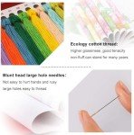 MjhRcll Floral Stamped Cross Stitch Kits, Blue Flowers Cross Stitch Ornament Kits for Adults Beginners, Counted Embroidery Needlepoint Kits Home Decor 12x16 Inch