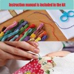 MjhRcll Floral Stamped Cross Stitch Kits, Blue Flowers Cross Stitch Ornament Kits for Adults Beginners, Counted Embroidery Needlepoint Kits Home Decor 12x16 Inch