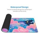 TOXXU Pink Cloud Large Gaming Mouse Pad with Anti-Slip Base for Keyboard and Mouse, Kawaii Colorful Clouds Extended XL Mousepad for Girl, Cute Desk Mat with Stitched Edges for Desk, 31.5 x 11.8 in