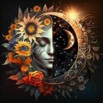 Baipisan Cross Stitch Kit for Adults - Sun and Moon 11CT Preprinted Easy Pattern Needlepoint Kit