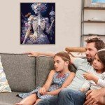 Stamped Cross Stitch Kits - Skeleton Flower Embroidery Kits for Beginners Adults,11 CT Patterns Dimensions Counted Cross Stitch Kits Arts Craft Kits Frameless12x16inch