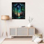 Starry Night Stamped Cross Stitch Kits - Tree Counted Cross Stitch Kits for Beginners Adults Needlepoint Moon Cross-Stitch Patterns Dimensions Needlecrafts Embroidery Kits Arts and Crafts