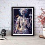 Stamped Cross Stitch Kits - Skeleton Flower Embroidery Kits for Beginners Adults,11 CT Patterns Dimensions Counted Cross Stitch Kits Arts Craft Kits Frameless12x16inch