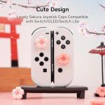 GeekShare 4PCS Silicone Joycon Thumb Grip Caps, Kawaii Cherry Blossom Joystick Cover Compatible with Switch/OLED/Switch Lite (Sakura)