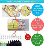 Starry Night Stamped Cross Stitch Kits - Tree Counted Cross Stitch Kits for Beginners Adults Needlepoint Moon Cross-Stitch Patterns Dimensions Needlecrafts Embroidery Kits Arts and Crafts